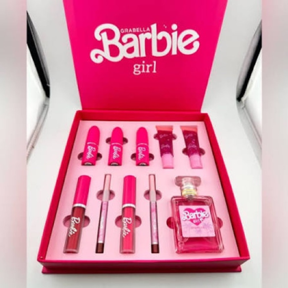 Barbie Girl Gift Box Set- Lipstick, Lipgloss, Liquid Lipstick and more!